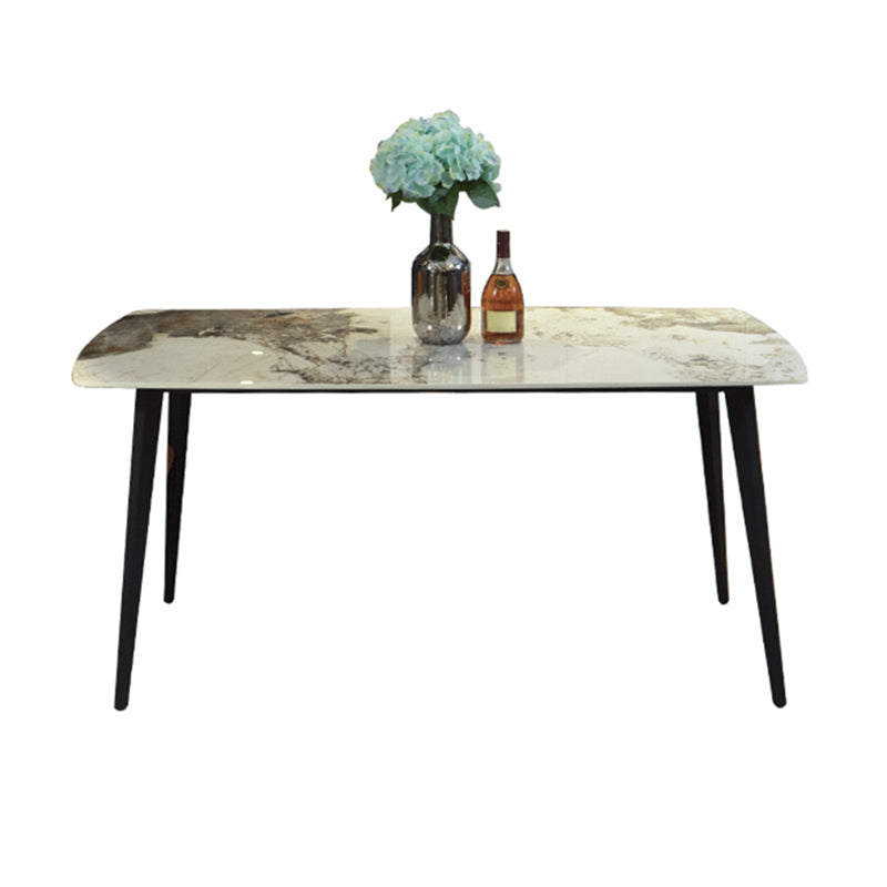 Contemporary Stone Dining Set 1/2/5/7 Pieces Dining Table Set with Solid Back Chairs