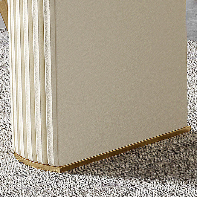 White Glam Dinette Set for Dining Room 1/4/5/7 Pieces Stone Top Dining Table Set