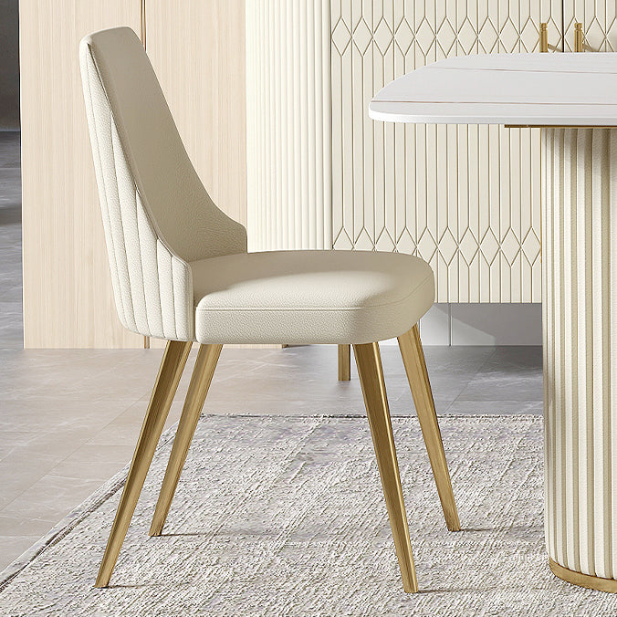 White Glam Dinette Set for Dining Room 1/4/5/7 Pieces Stone Top Dining Table Set