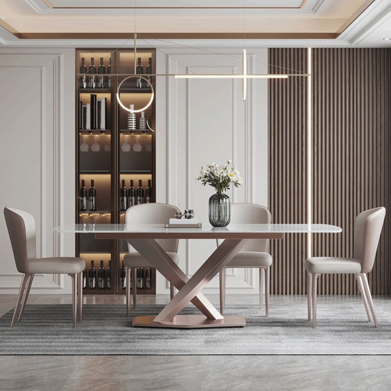 Glam Style Rectangle Stone Table Set 1/4/5/6/7 Pieces Dining Set for Home Use