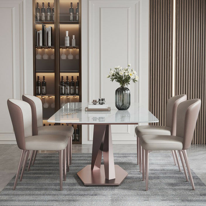 Glam Style Rectangle Stone Table Set 1/4/5/6/7 Pieces Dining Set for Home Use