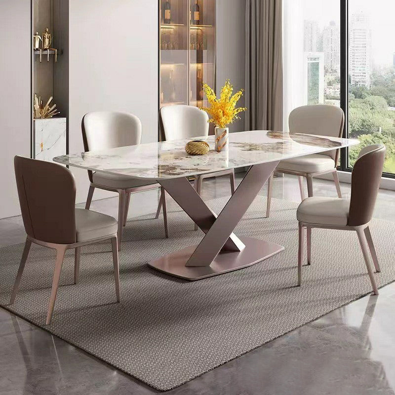 Glam Style Rectangle Table Set 1/4/6/7 Pieces Dining Set for Home Use