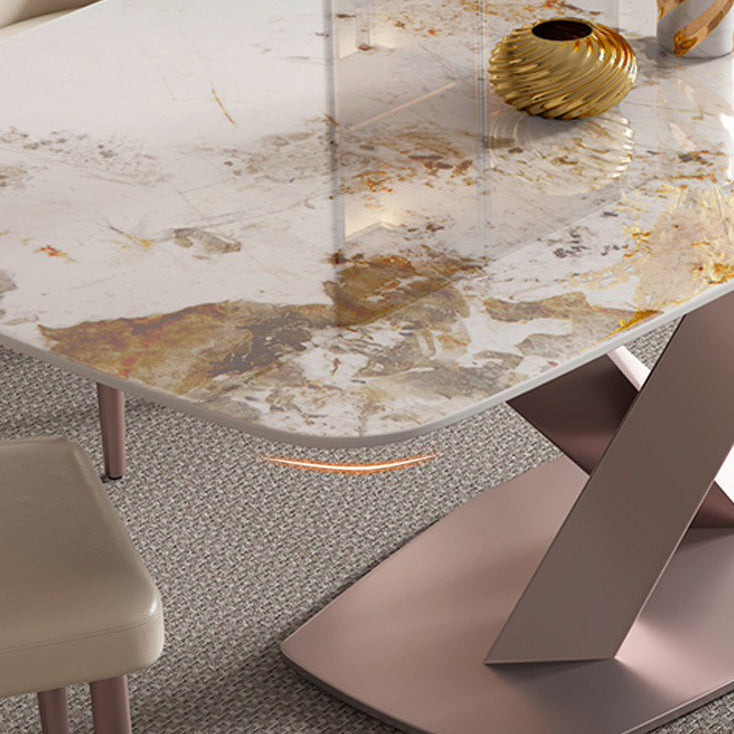 Glam Style Rectangle Table Set 1/4/6/7 Pieces Dining Set for Home Use