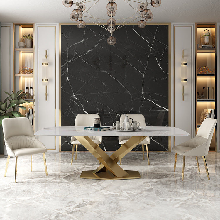 Glam Style Rectangle Table Set 1/4/5/6 Pieces Dining Set for Home Use