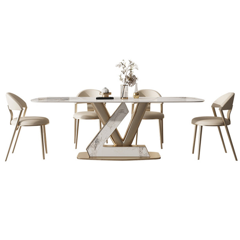 Glam Style Rectangle Table Set 1/4/5/7/9 Pieces Dining Set for Home Use