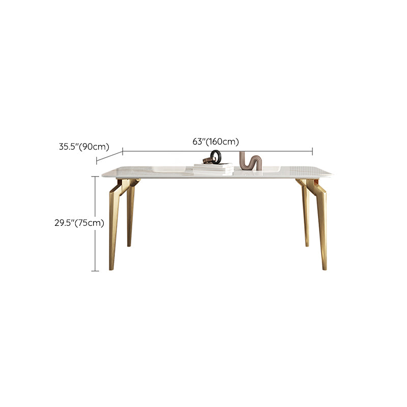 Glam Dining Table Set 1/5/7 Pcs Sintered Stone and Metal Dining Table with Armless Chairs