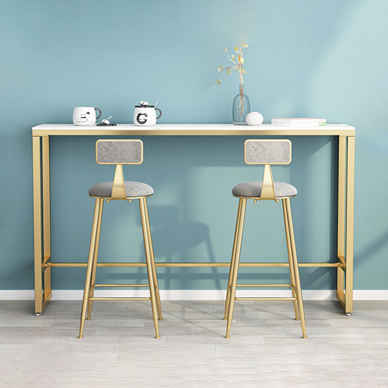 Glam 1/3 Pieces Bar Table Set Rectangle Stone Counter Table with Stools for Milk Tea Shop