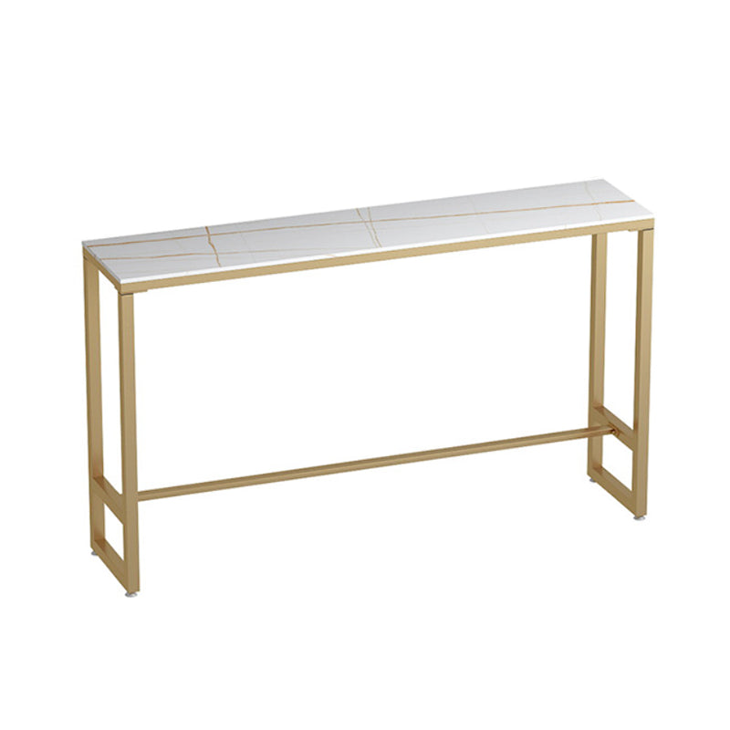 Glam 1/3 Pieces Bar Table Set Rectangle Stone Counter Table with Stools for Milk Tea Shop