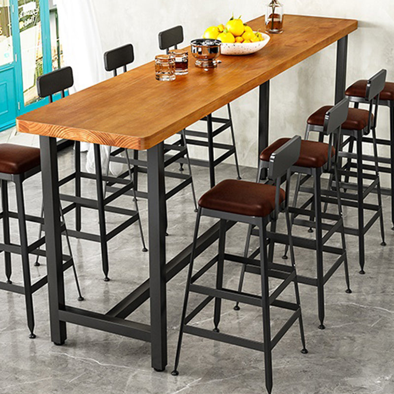 Industrial Rectangle Bar Table Set 1/9 Pieces Solid Wood Bistro Set for Indoor