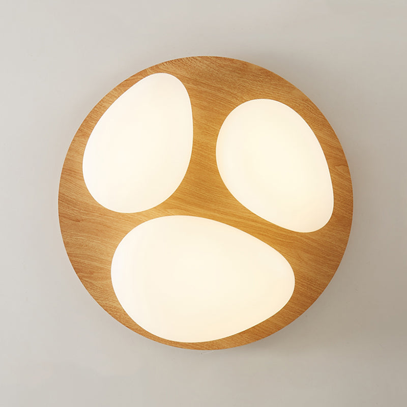 3-Lights Modern Style Flush Mount Wood Ceiling Light for Bedroom