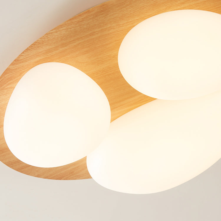 3-Lights Modern Style Flush Mount Wood Ceiling Light for Bedroom