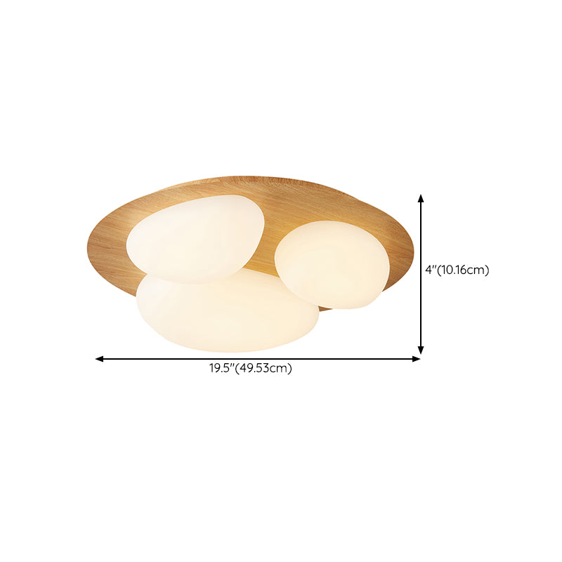 3-Lights Modern Style Flush Mount Wood Ceiling Light for Bedroom
