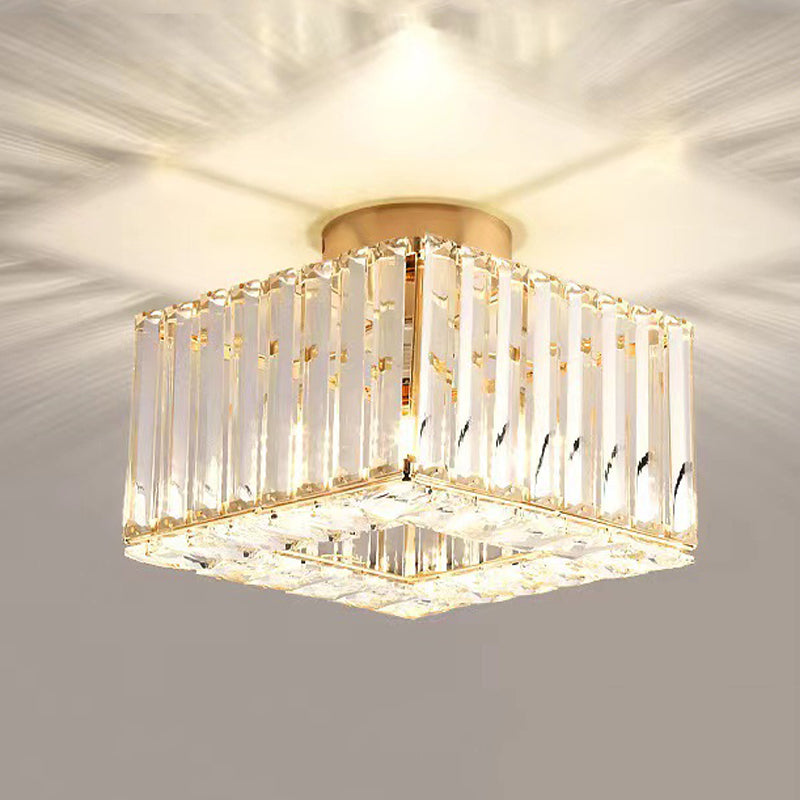 1-Light Modern Style Flush Mount Crystal Ceiling Light for Aisle
