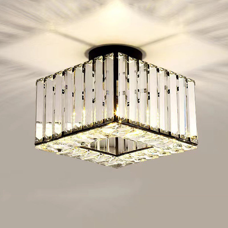 1-Light Modern Style Flush Mount Crystal Ceiling Light for Aisle