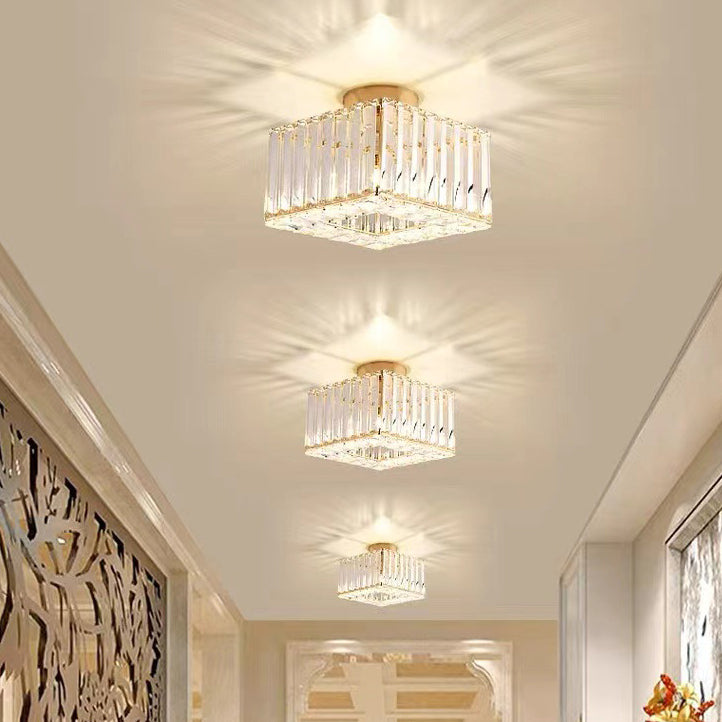 1-Light Modern Style Flush Mount Crystal Ceiling Light for Aisle