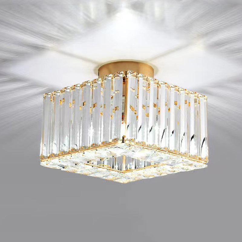 1-Light Modern Style Flush Mount Crystal Ceiling Light for Aisle