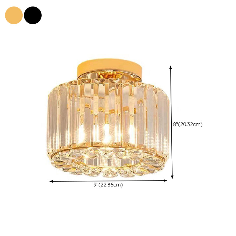 1-Light Modern Style Flush Mount Crystal Ceiling Light for Aisle
