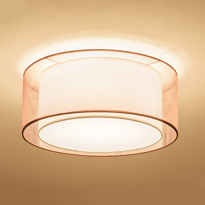 Modern Ceiling Light Brown Ceiling Mount Light with Fabric Shade for Aisle