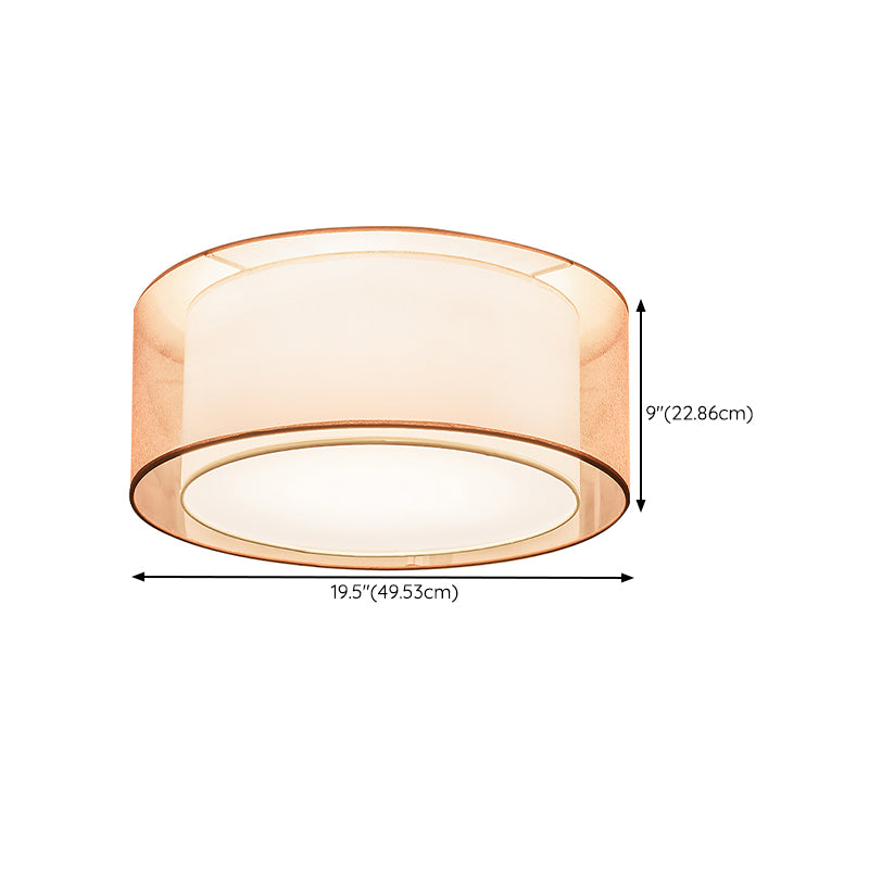 Modern Ceiling Light Brown Ceiling Mount Light with Fabric Shade for Aisle