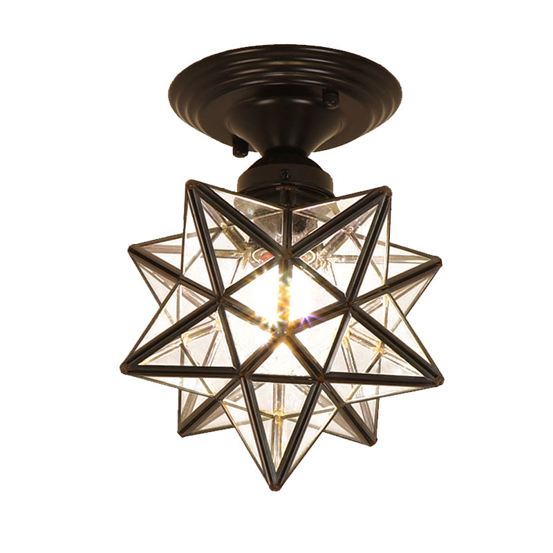 1-Light Ceiling Light Modern Ceiling Mount Light with Glass Shade for Living Room