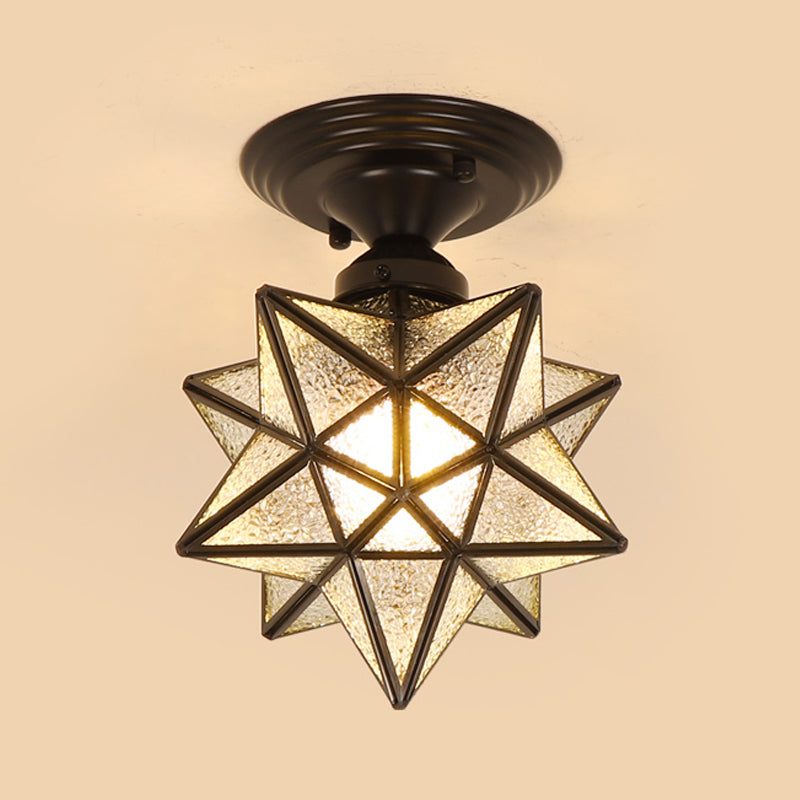 1-Light Ceiling Light Modern Ceiling Mount Light with Glass Shade for Living Room