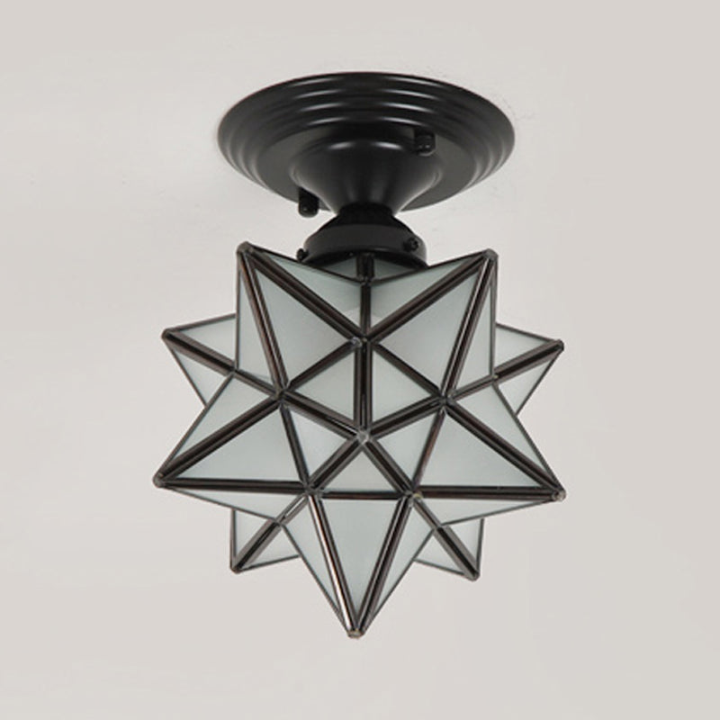 1-Light Ceiling Light Modern Ceiling Mount Light with Glass Shade for Living Room