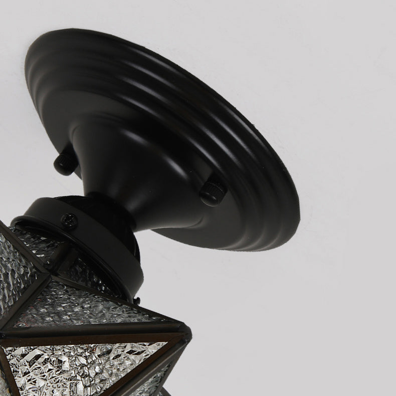 1-Light Ceiling Light Modern Ceiling Mount Light with Glass Shade for Living Room