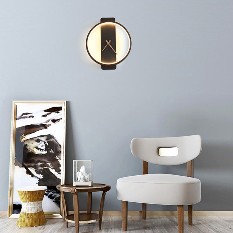 Single Contemporary Brass/Black Wall Mounted Sconce Metal Wall Light for Bedroom