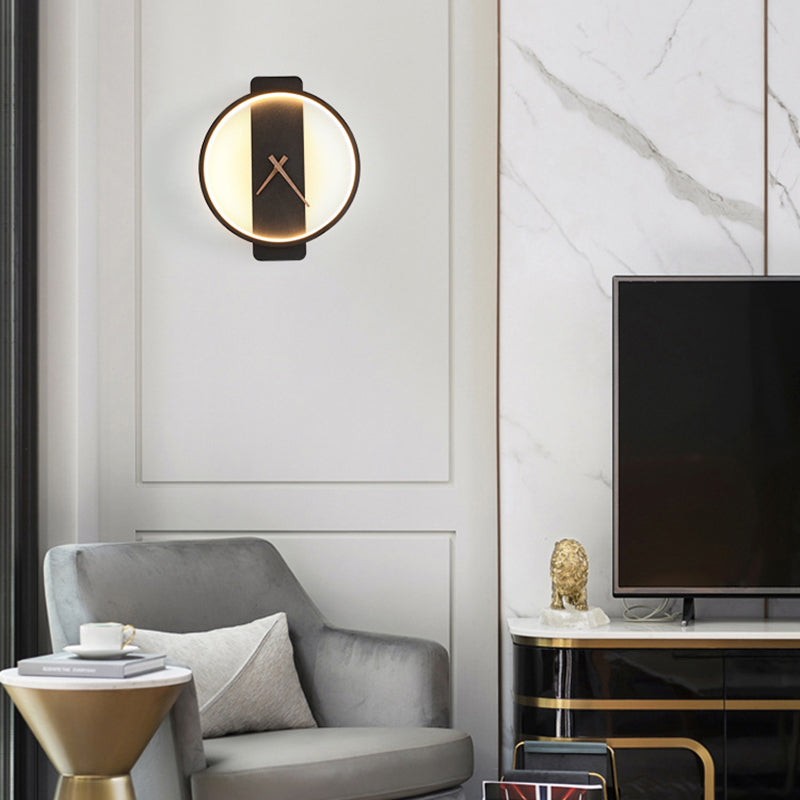 Single Contemporary Brass/Black Wall Mounted Sconce Metal Wall Light for Bedroom