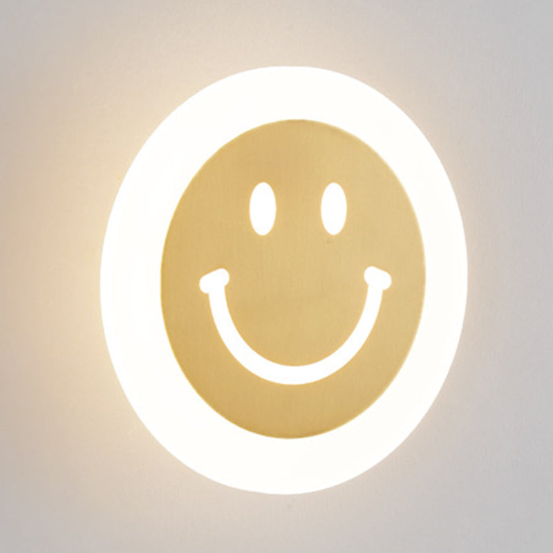 Metal Round Wall Lights Modern 1-Light Wall Light Fixture in Gold