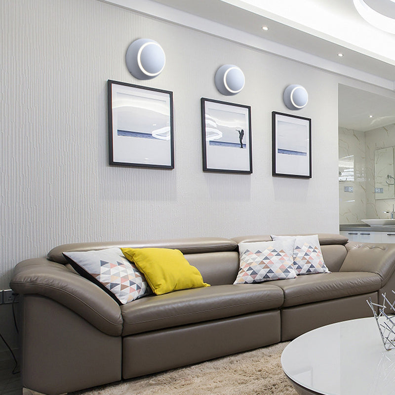 Single Modernism White/Black Wall Mounted Sconce Round LED Wall Light