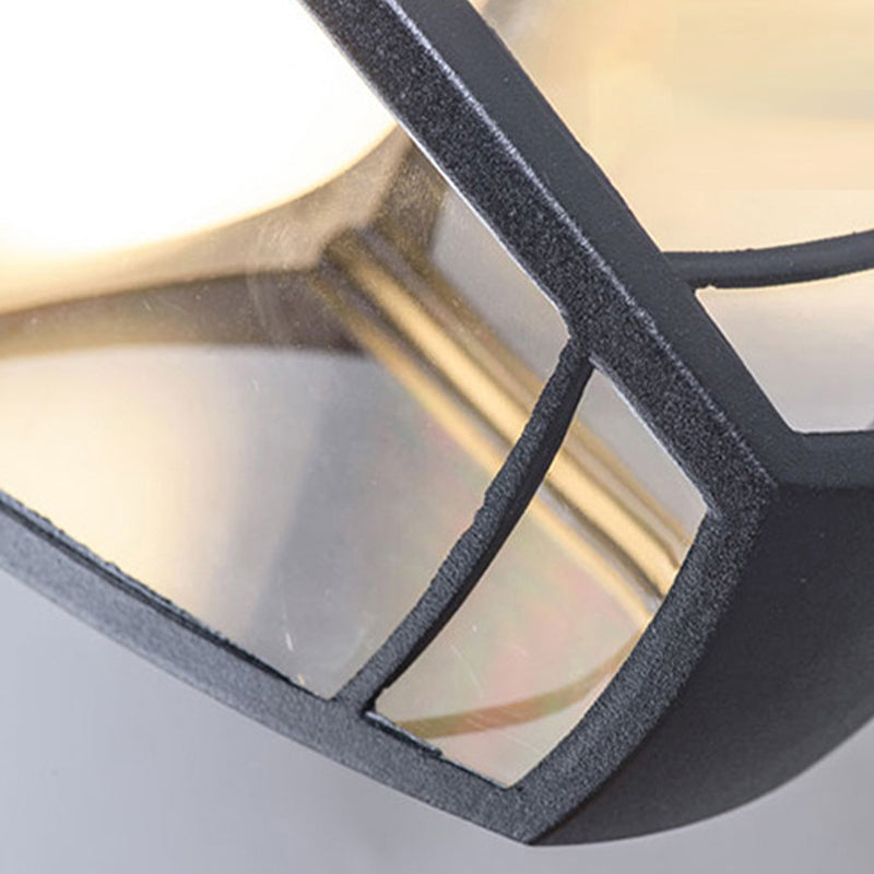 Black Finish Single Industrial Wall Mounted Sconce Glass Unique Wall Light