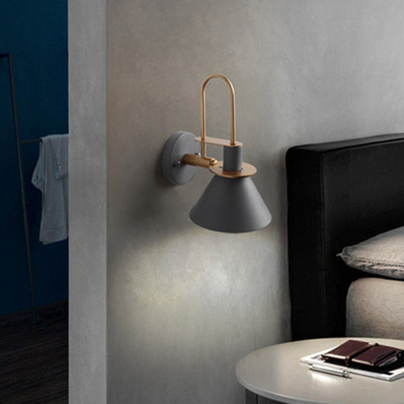 Metal Cone Shape Sconce Light Modern-Style 1 Light Wall Light Fixture