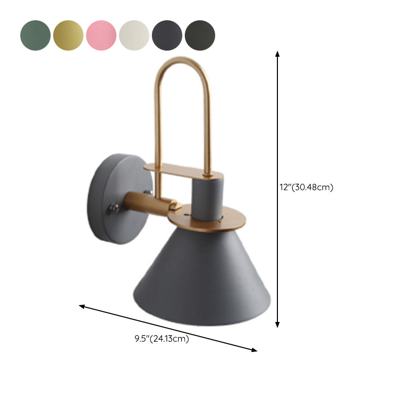 Metal Cone Shape Sconce Light Modern-Style 1 Light Wall Light Fixture