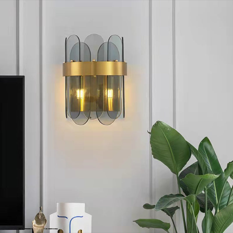 Glass Unique Shape Sconce Light Modern-Style 2 Lights Wall Light Fixtures