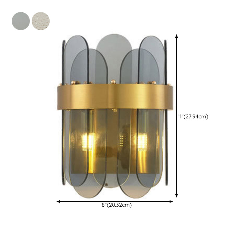 Glass Unique Shape Sconce Light Modern-Style 2 Lights Wall Light Fixtures