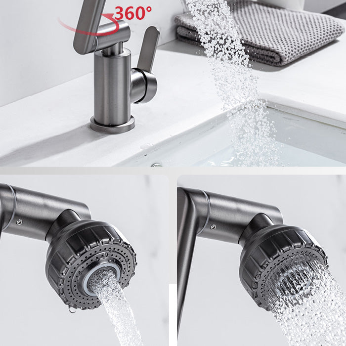 Contemporary Centerset Faucet Lever Handles Low Arc Stainless Steel Faucet