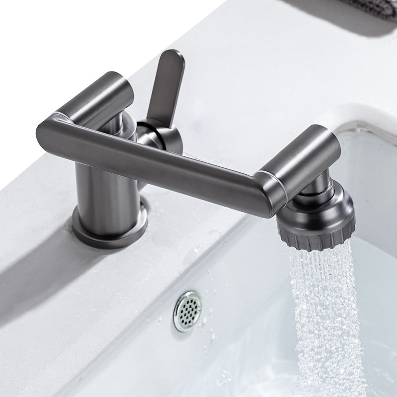 Contemporary Centerset Faucet Lever Handles Low Arc Stainless Steel Faucet