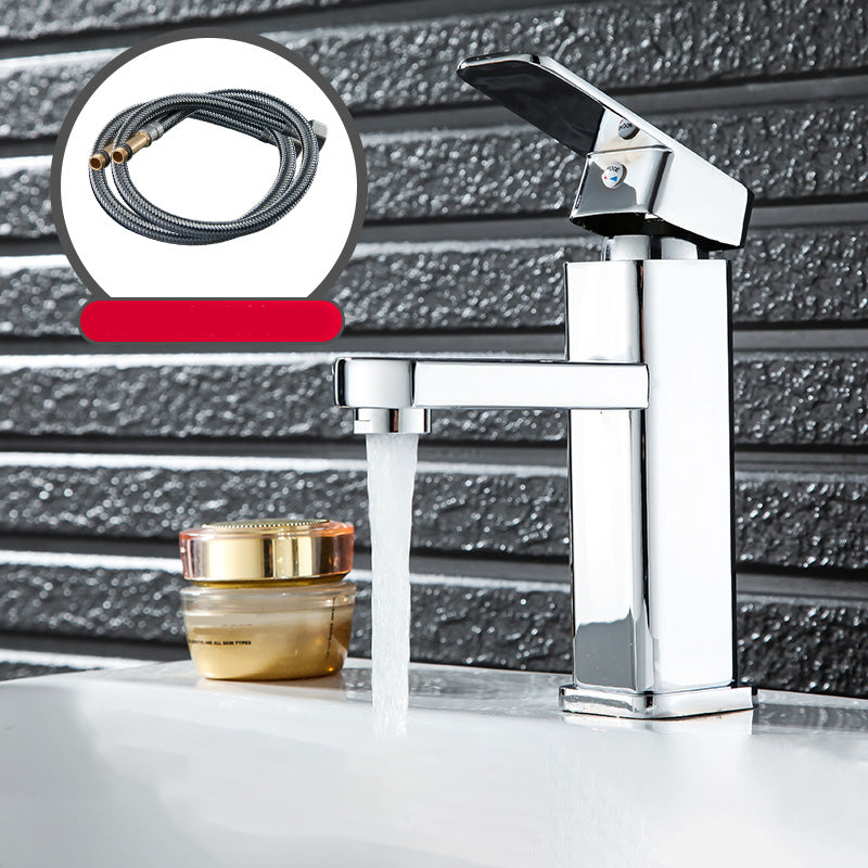 Cubic Vessel Sink Faucet Simple Low Arc Bathroom Faucet with 1 Hole