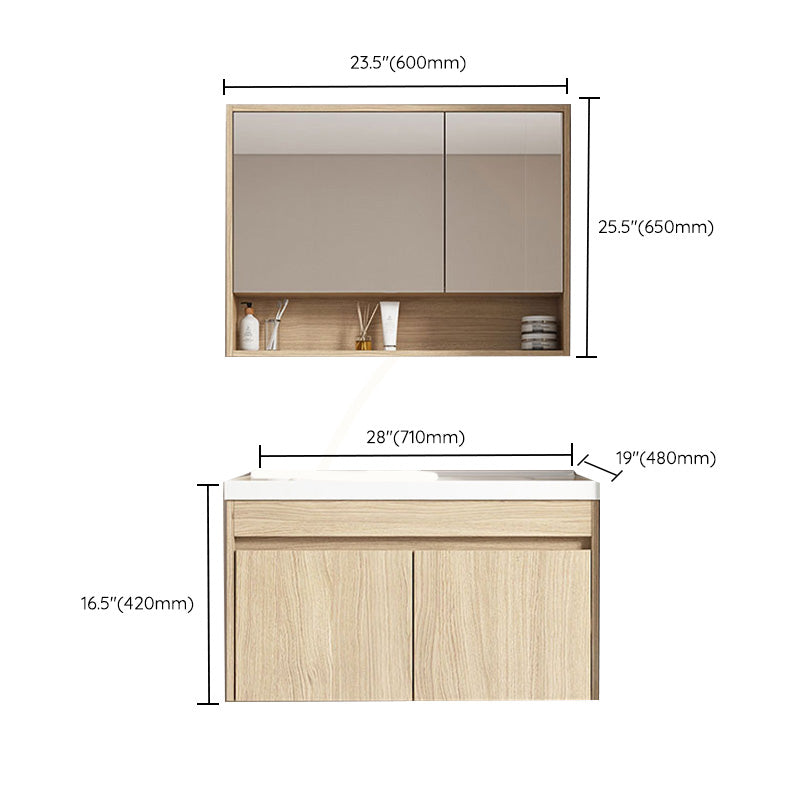 Contemporary Wood Sink Cabinet Mirror Cabinet Wall-Mounted Vanity Cabinet
