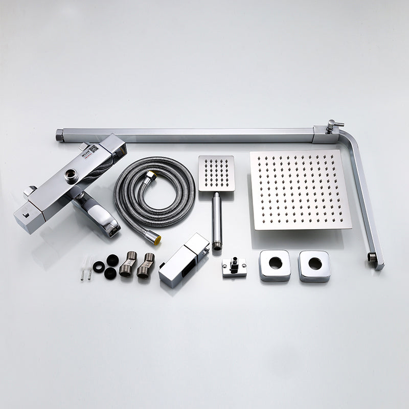 Modern Shower System Slide Bar Dual Shower Head Thermostatic Wall Mounted Shower Set