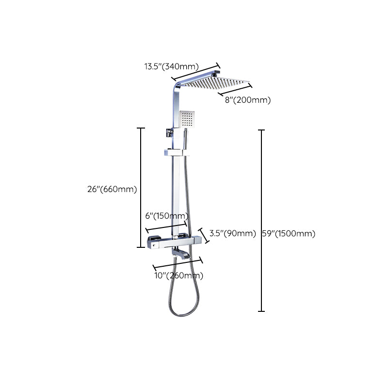 Modern Shower System Slide Bar Dual Shower Head Thermostatic Wall Mounted Shower Set