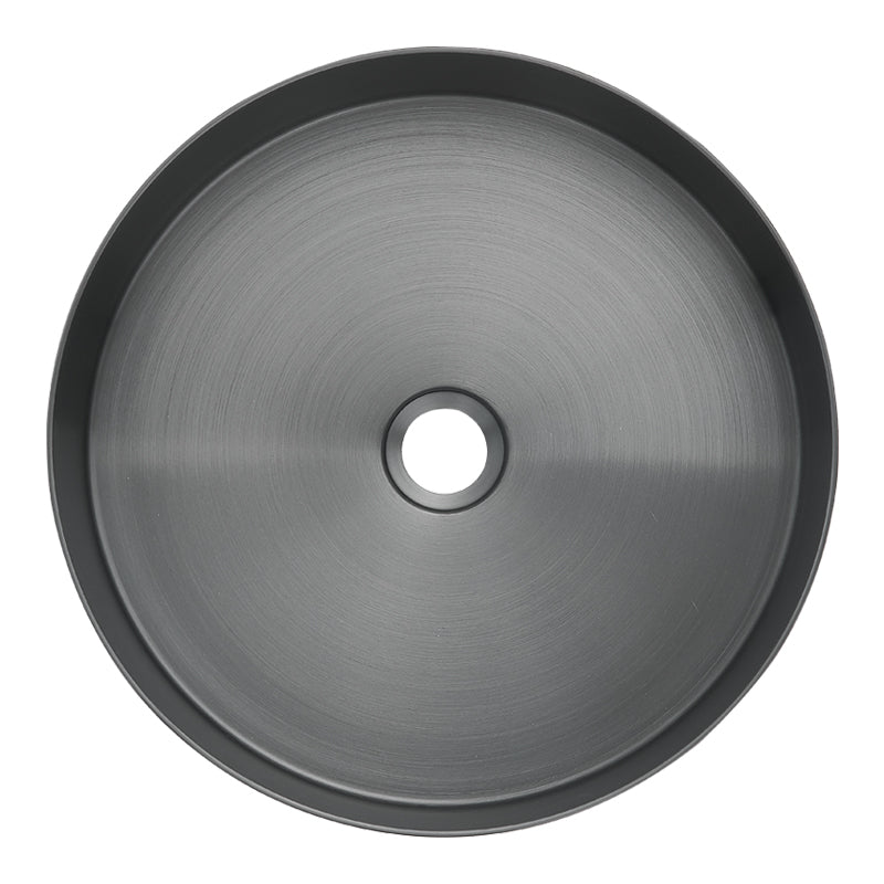 Modern Basin Sink Metal Round with Pop-Up Drain and Faucet Vessel Bathroom Sink
