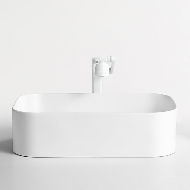 Modern Bathroom Sink Rectangular Porcelain Vessel Sink with Pop-Up Drain