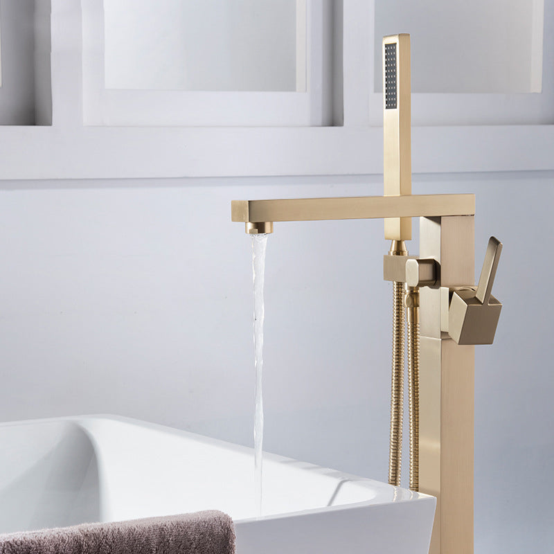 Floor Mounted Metal Freestanding Tub Filler Swivel Freestanding Tub Filler Trim in Gold