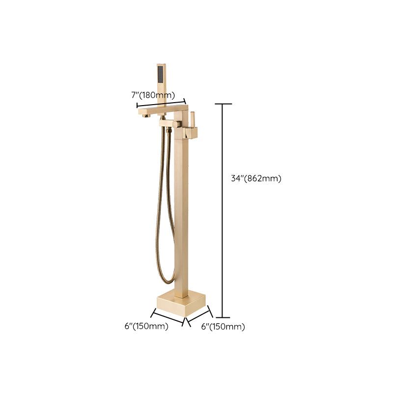 Floor Mounted Metal Freestanding Tub Filler Swivel Freestanding Tub Filler Trim in Gold