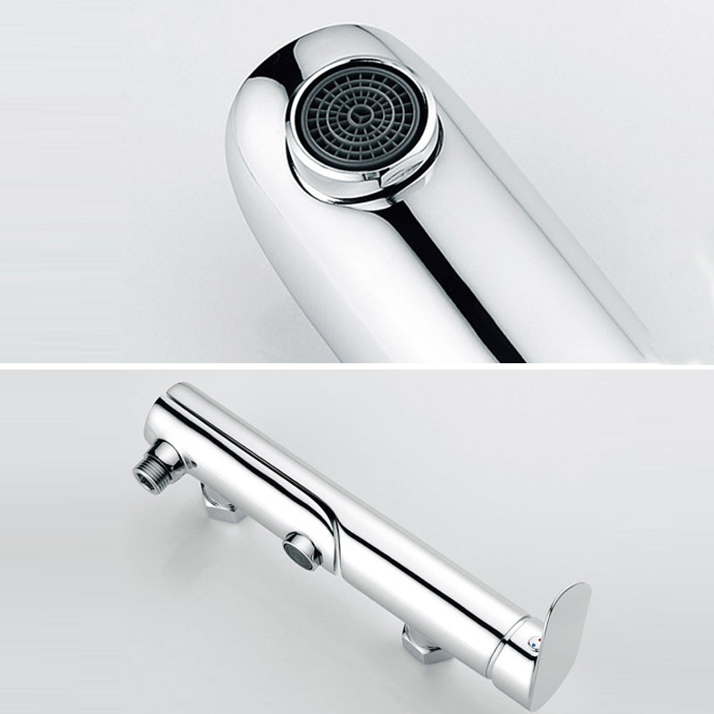 Contemporary Wall Mounted Copper Freestanding Tub Filler Single Handle Faucet