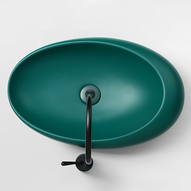 Modern Vessel Bathroom Sink Porcelain Specialty with Pop-Up Drain Wash Stand