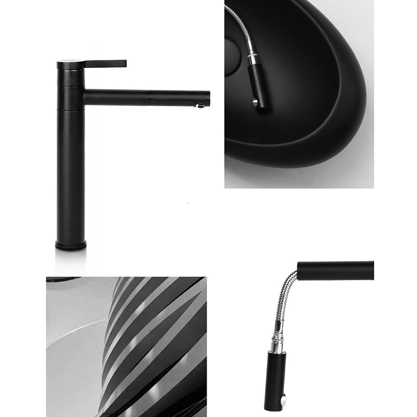 Modern Vessel Bathroom Sink Porcelain Specialty with Pop-Up Drain Wash Stand