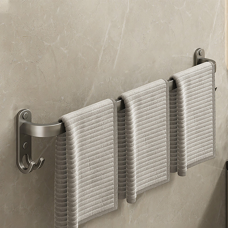 2-Piece Modern Bath Hardware Set in Aluminum Matte Gray Towel Bar